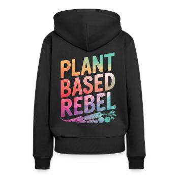 Végétarien Végétalien Végétarien Végétarien - Sweat à capuche Premium bio Femme - noir - Dos - Julia (174cm)