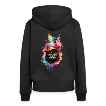 Cat as a witch - Women’s Premium Organic Hoodie - black - Back - Julia (174cm)