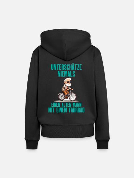 Fahrrad - Alten Mann - Frauen Premium Bio Hoodie - Schwarz