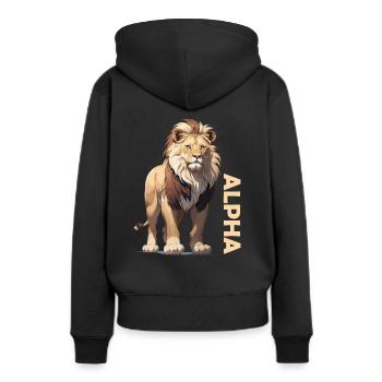 Alpha Lion - Sweat à capuche Premium bio Femme - noir - Dos - Julia (174cm)