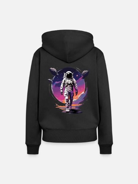 Astronaut Dämmerung Spaziergang - Frauen Premium Bio Hoodie - Schwarz