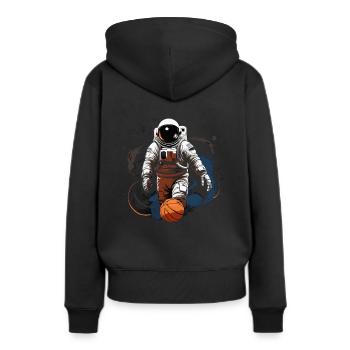 Basketball im Weltall - Frauen Premium Bio Hoodie - Schwarz - Hinten - Julia (174cm)