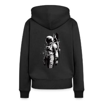 Femme en combinaison spatiale - Sweat à capuche Premium bio Femme - noir - Dos - Julia (174cm)