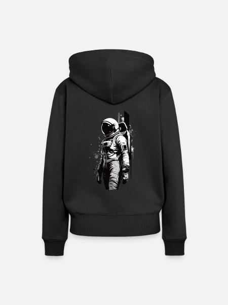 Frau im Raumanzug - Frauen Premium Bio Hoodie - Schwarz