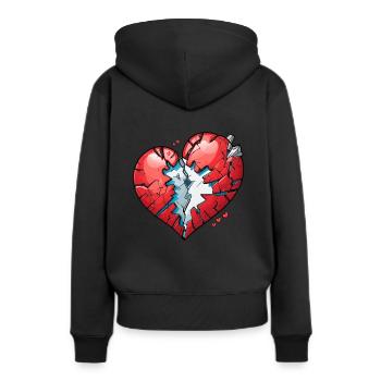 Gebrochenes Herz - Frauen Premium Bio Hoodie - Schwarz - Hinten - Julia (174cm)