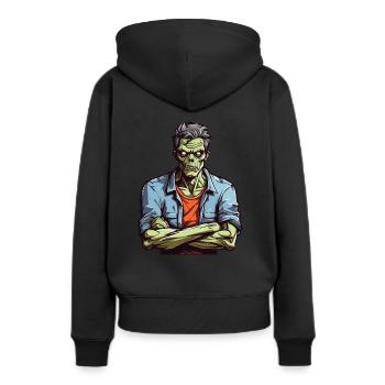 Zombie agacé - Sweat à capuche Premium bio Femme - noir - Dos - Julia (174cm)