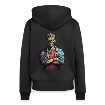 Genervter Zombie - Frauen Premium Bio Hoodie - Schwarz - Hinten - Julia (174cm)