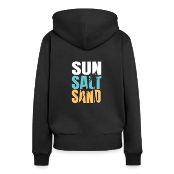 Sonne Salz Sand - Frauen Premium Bio Hoodie - Schwarz - Hinten - Julia (174cm)