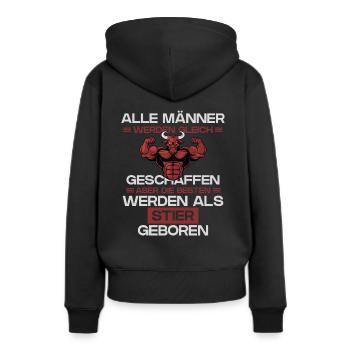 Sternzeichen Stier - Frauen Premium Bio Hoodie - Schwarz - Hinten - Julia (174cm)