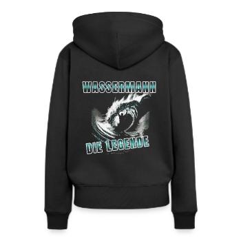 Wassermann die Legende Sternzeichen - Frauen Premium Bio Hoodie - Schwarz - Hinten - Julia (174cm)