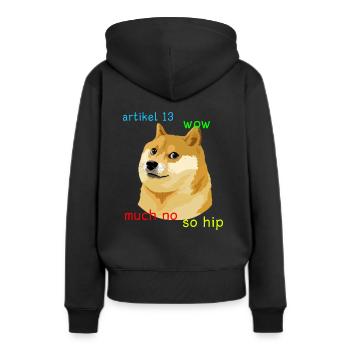 Article 13 Doge Meme #saveyourinternet Eu Shirt - Sweat à capuche Premium bio Femme - noir - Dos - Julia (174cm)