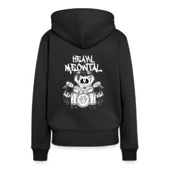 Heavy Meowtal Schlagzeuger Katze Rock'n'Roll Drum - Frauen Premium Bio Hoodie - Schwarz - Hinten - Julia (174cm)