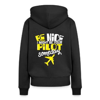 Oracle des pilotes - capitaine de vol Cadeau d’élève de vol - Sweat à capuche Premium bio Femme - noir - Dos - Julia (174cm)