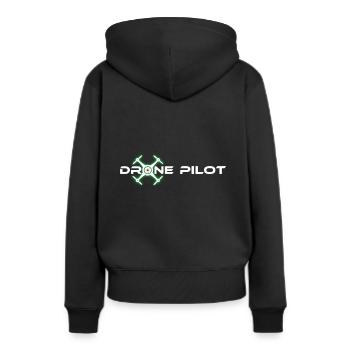 Drohnenpilot Glow Effekt - Frauen Premium Bio Hoodie - Schwarz - Hinten - Julia (174cm)