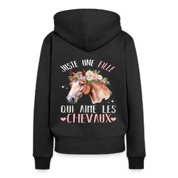 Juste une fille qui adore les chevaux cadeau - Sweat à capuche Premium bio Femme - noir - Dos - Julia (174cm)
