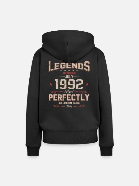 33. Geburtstag Original Juli Jahrgang 1992 - Dame Premium hoodie, økologisk bomuld - sort