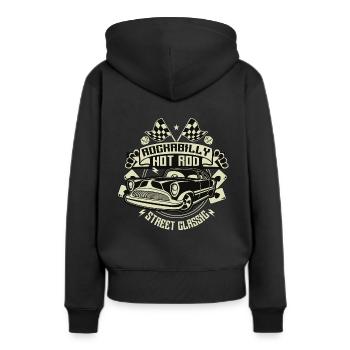 Rockabilly Hotrod. Retro Vintage Fifties Sixties - Frauen Premium Bio Hoodie - Schwarz - Hinten - Julia (174cm)