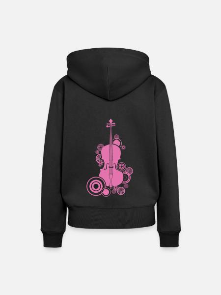 Violoncello Basso Violino Ginocchio Violino Strumento a corda Violoncello - Felpa con cappuccio ecologica premium da donna - nero