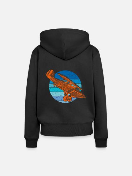 Flugzeug Doppeldecker - Frauen Premium Bio Hoodie - Schwarz