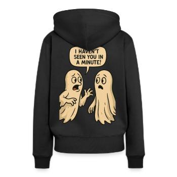 Je ne t’ai pas vu depuis une minute (Fantômes) - Sweat à capuche Premium bio Femme - noir - Dos - Julia (174cm)