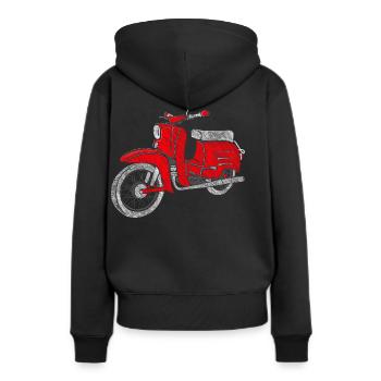 Schwalbe - Cyclomoteur de la RDA - Scooter de la RDA - Vintage - Sweat à capuche Premium bio Femme - noir - Dos - Julia (174cm)