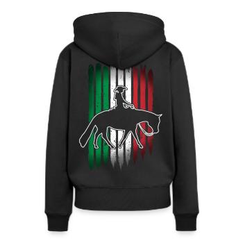 Pleasure Pferd & Westernreiterin Westernreiten - Frauen Premium Bio Hoodie - Schwarz - Hinten - Julia (174cm)