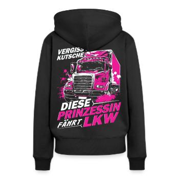 Vergiss die Kutsche diese Prizessin fährt LKW - Frauen Premium Bio Hoodie - Schwarz - Hinten - Julia (174cm)