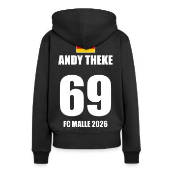 Malle 2026 Andy Theke 69 FC Malle 2026 - Sweat à capuche Premium bio Femme - noir - Dos - Julia (174cm)