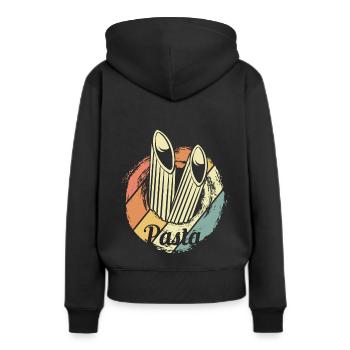 Pasta - Frauen Premium Bio Hoodie - Schwarz - Hinten - Julia (174cm)
