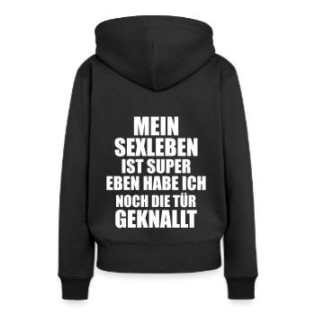 Sexlaben Funny Lustig spass geknallt tuer - Frauen Premium Bio Hoodie - Schwarz - Hinten - Julia (174cm)