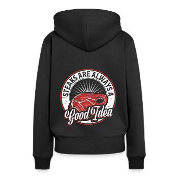 Steak - Sweat à capuche Premium bio Femme - noir - Dos - Julia (174cm)
