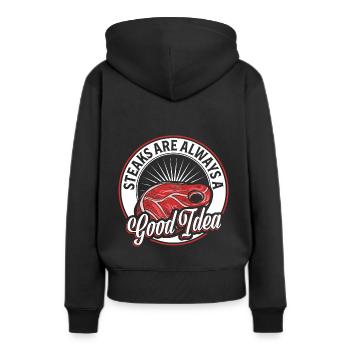 Viande Steak - Sweat à capuche Premium bio Femme - noir - Dos - Julia (174cm)