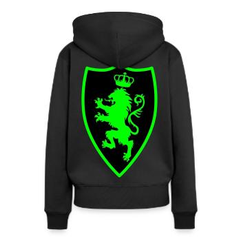 22 Ritterschild Löwe Krone - Frauen Premium Bio Hoodie - Schwarz - Hinten - Julia (174cm)