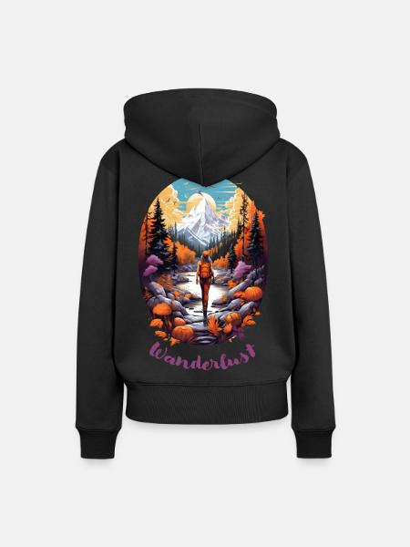 Wandern - Frau 2 - Frauen Premium Bio Hoodie - Schwarz