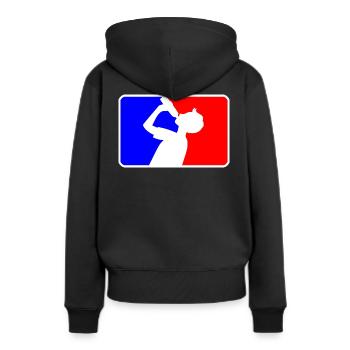 Trinksport Saufen Liga - Frauen Premium Bio Hoodie - Schwarz - Hinten - Julia (174cm)