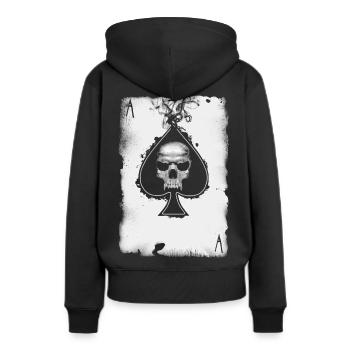 Pik Ass Totenkopf Casino Spielkarte - Frauen Premium Bio Hoodie - Schwarz - Hinten - Julia (174cm)