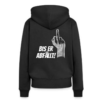 Mittelfinger - Frauen Premium Bio Hoodie - Schwarz - Hinten - Julia (174cm)