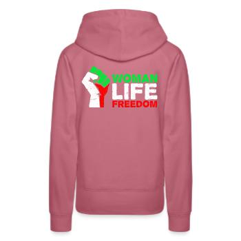 Femme, vie, liberté | Libérez l’Iran ! | Avec drapeau - Sweat à capuche Premium bio Femme - mauve - Dos - Isabella (175cm)