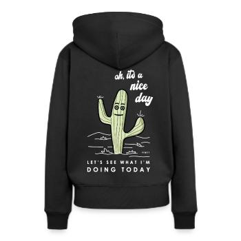 Bonne journée - Sweat à capuche Premium bio Femme - noir - Dos - Julia (174cm)