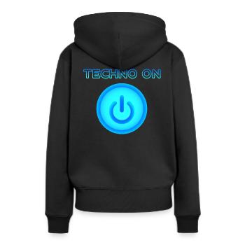 Techno On | The Power of Techno - Women’s Premium Organic Hoodie - black - Back - Julia (174cm)