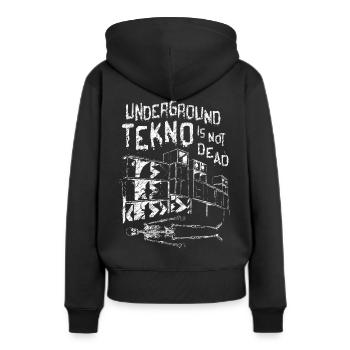 Underground tekno is not dead - Sweat à capuche Premium bio Femme - noir - Dos - Julia (174cm)