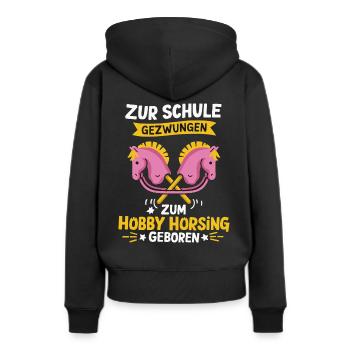 Hobby Horsing Steckenpferd Hobbyhorsing - Frauen Premium Bio Hoodie - Schwarz - Hinten - Julia (174cm)