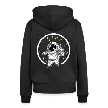 Astronaut Raumfahrt - Frauen Premium Bio Hoodie - Schwarz - Hinten - Julia (174cm)