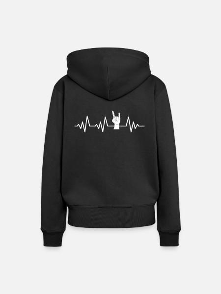 Rocker rock hard rock rocker salutation métal - Sweat à capuche Premium bio Femme - noir