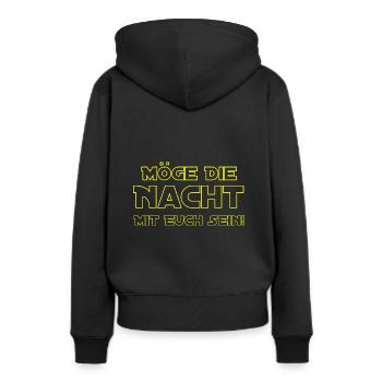 Möge die Nacht mit dir sein - Frauen Premium Bio Hoodie - Schwarz - Hinten - Julia (174cm)