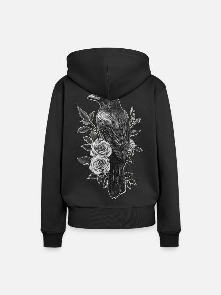 Rabe - Frauen Premium Bio Hoodie - Schwarz