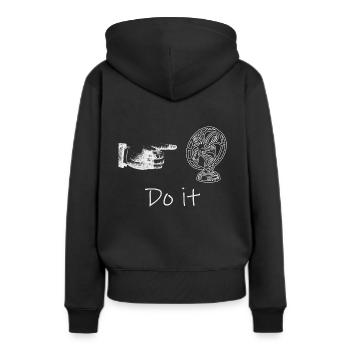 Finger und Ventilator - Frauen Premium Bio Hoodie - Schwarz - Hinten - Julia (174cm)