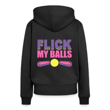 Flick My Balls Flipperspieler - Frauen Premium Bio Hoodie - Schwarz - Hinten - Julia (174cm)