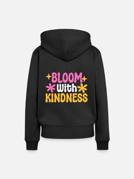 Bloom With Kindness Prediger - Frauen Premium Bio Hoodie - Schwarz