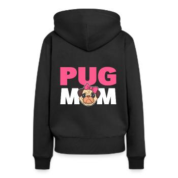 Pug Mom Mops Elternteil - Frauen Premium Bio Hoodie - Schwarz - Hinten - Julia (174cm)